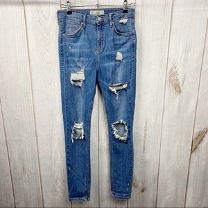 TOPSHOP Moto Jamie Ripped Skinny Jeans - Size W28